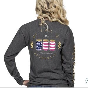 Simply Southern My Ya'll Is Authentic Dark Heather Grey Long Sleeve Tee shirt